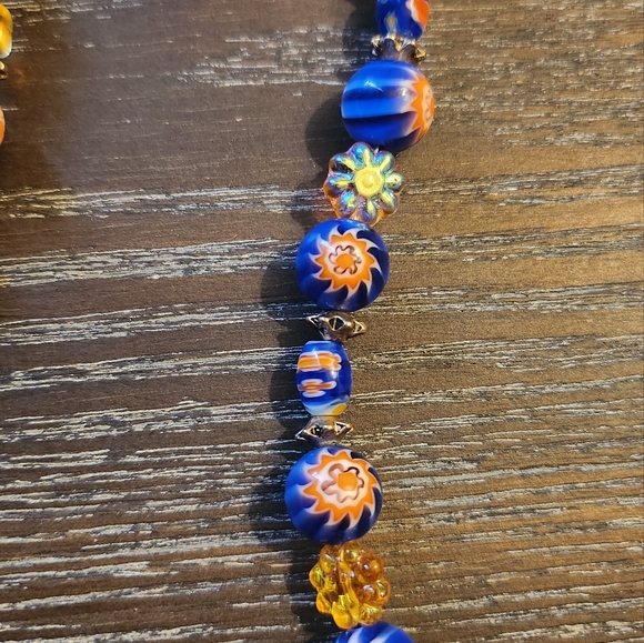 Royal blue sun and stars necklace/bracelet and earrings - Picture 7 of 8